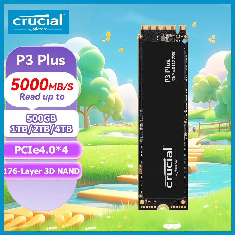 Ʈ ũž PC Crucial SSD P3 Plus, 500G, 1000G, 2000G, 4000G, PCIe4.0, 3D NAND NVMe M.2 ָ Ʈ ̺, ִ 5000MB/s